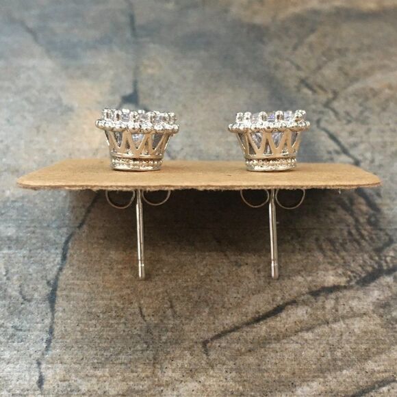 Austrian Crystal Crown Earrings - Picture 6 of 6